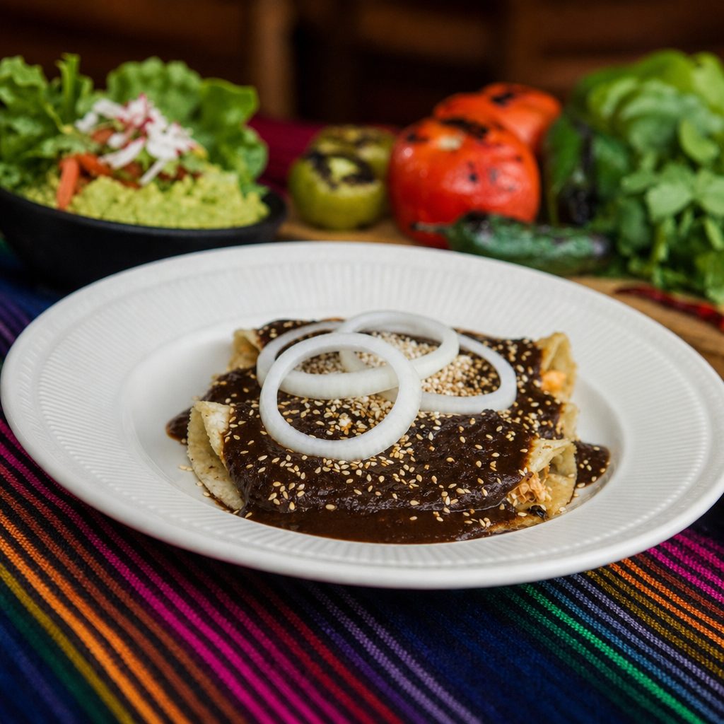Enchiladas En Mole Poblano.
