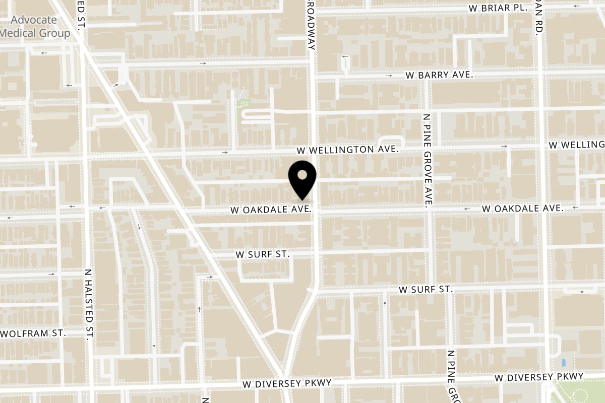 Map showing the location of Cesar's Killer Margaritas - Broadway on 2924 N Broadway in Chicago